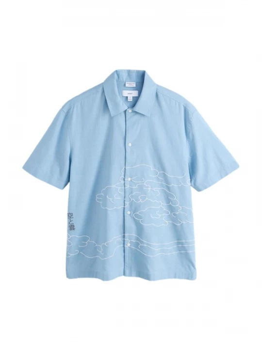 Foto van product Next Overhemd 'Hokusai' hemelsblauw / wit