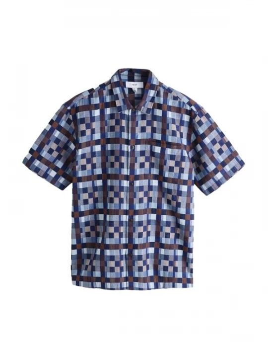 Foto van product Next Overhemd indigo / lichtblauw / bruin