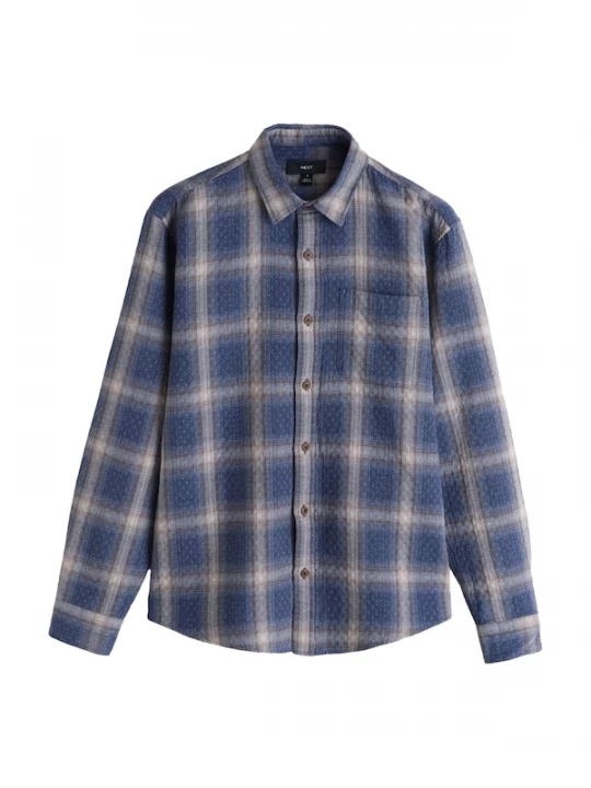 Foto van product Next Overhemd lichtbeige / navy / donkerbruin