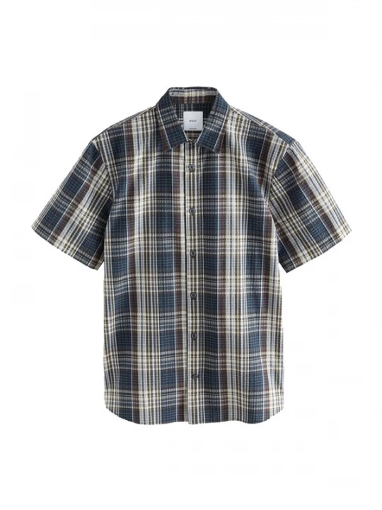Foto van product Next Overhemd navy / donkerbruin / wit