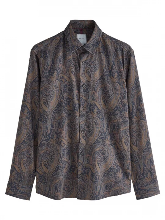 Foto van product Next Overhemd smoky blue / sepia / lichtbruin / violetblauw