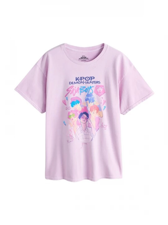 Foto van product Next Oversized shirt 'Kpop Demon Hunters' azuur / donkerblauw / rosé / lichtroze