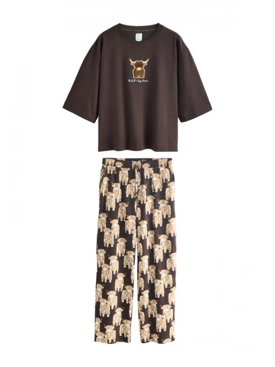 Foto van product Next Pyjama bruin / chocoladebruin / lichtbruin / offwhite