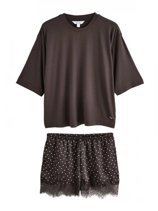 Foto van product Next Pyjama chocoladebruin / wit