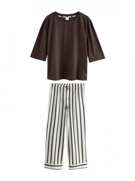 Foto van product Next Pyjama chocoladebruin / zwart / wit