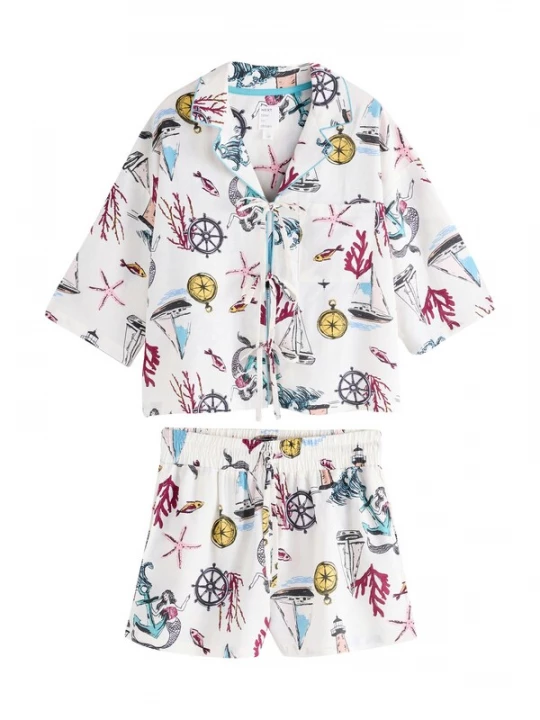 Foto van product Next Pyjama crème / cyaan blauw / geel / zwart