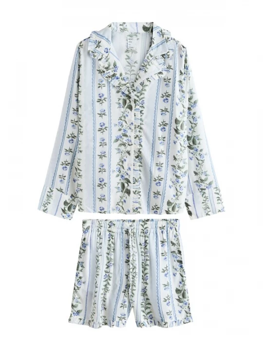 Foto van product Next Pyjama crème / pastelblauw / donkergroen