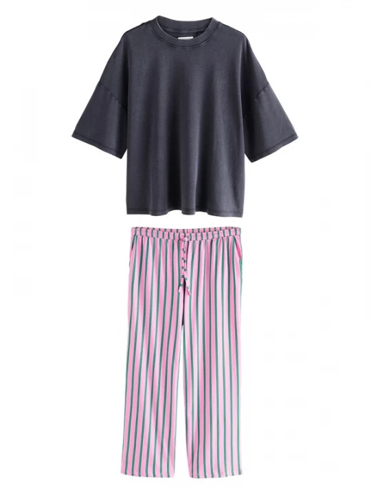 Foto van product Next Pyjama donkergrijs / groen / pink