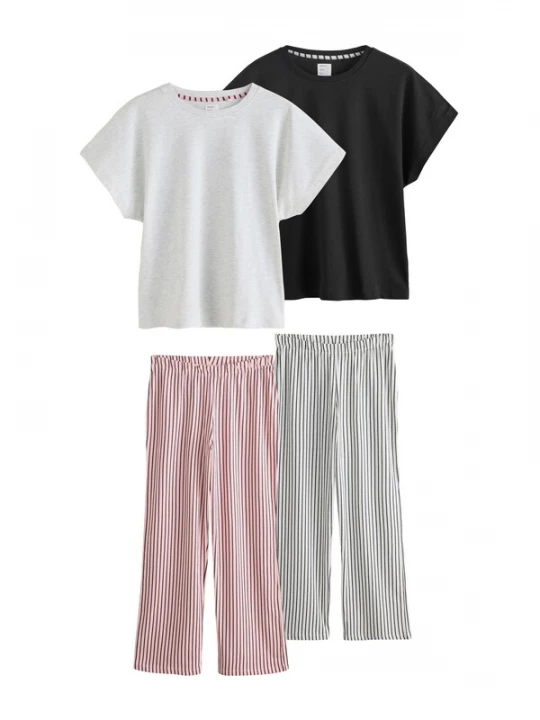 Foto van product Next Pyjama grijs / rosa / zwart / wit