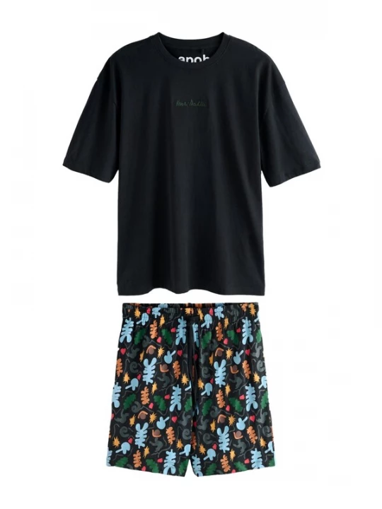 Foto van product Next Pyjama kort lichtblauw / groen / oranje / zwart