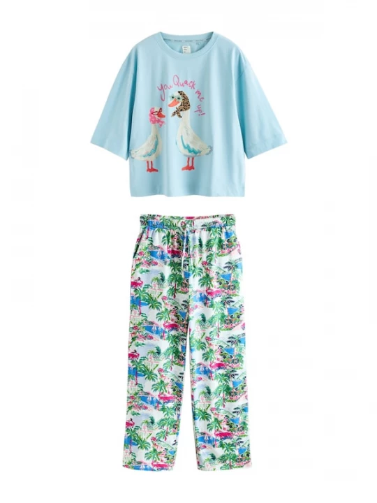 Foto van product Next Pyjama lichtblauw / lichtbruin / rosa / wit