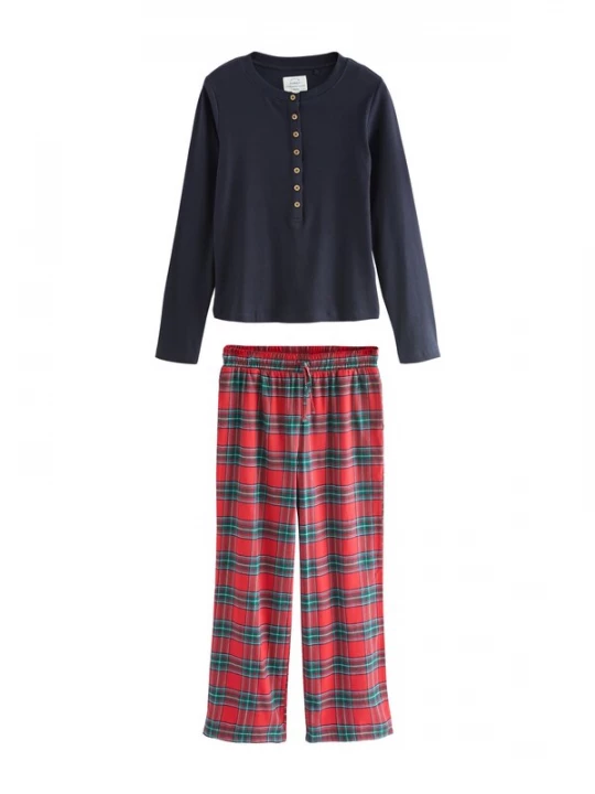 Foto van product Next Pyjama navy / jade groen / rood / natuurwit