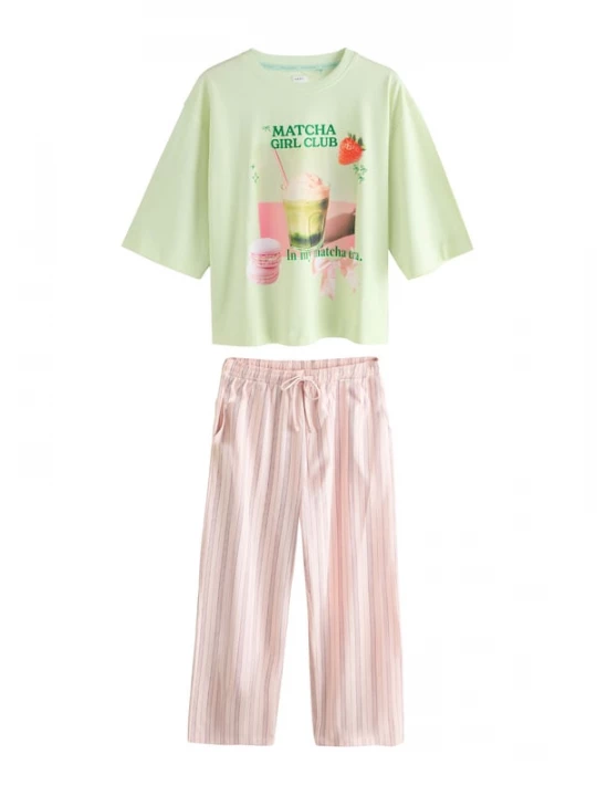 Foto van product Next Pyjama smaragd / lichtgroen / lichtroze / rood