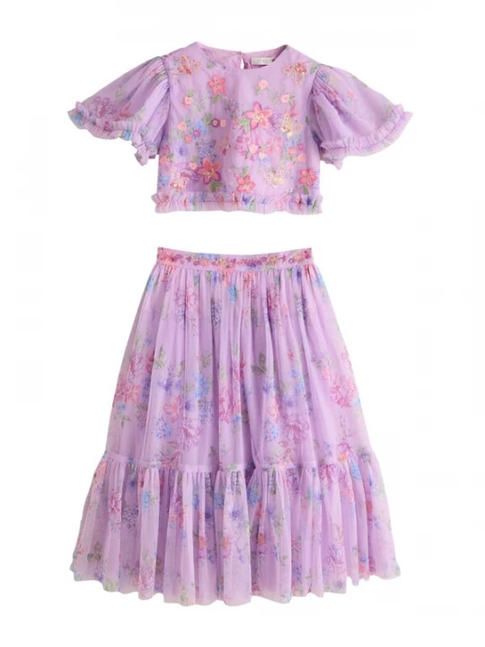 Foto van product Next Set 'Lehenga' lichtblauw / groen / lavendel / rosa