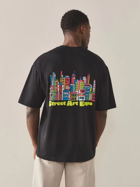 Foto van product Next Shirt azuur / zwart / wit