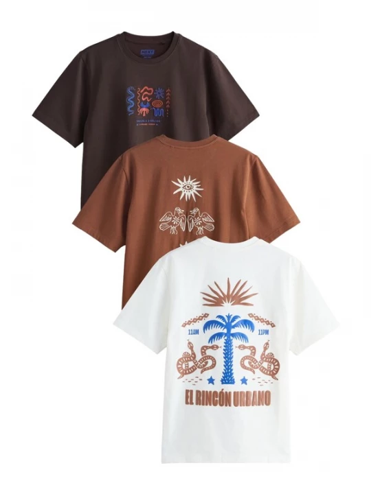 Foto van product Next Shirt blauw / bruin / donkerbruin / wit