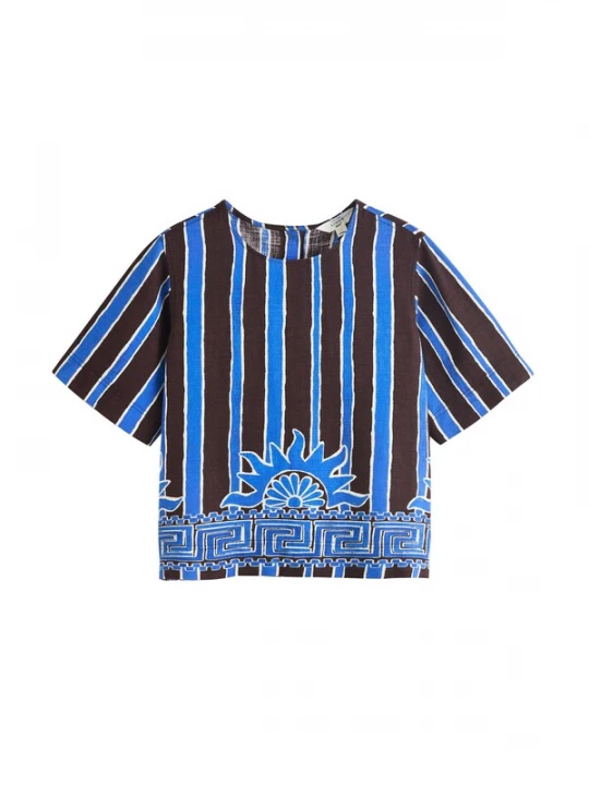 Foto van product Next Shirt blauw / donkerbruin / wit