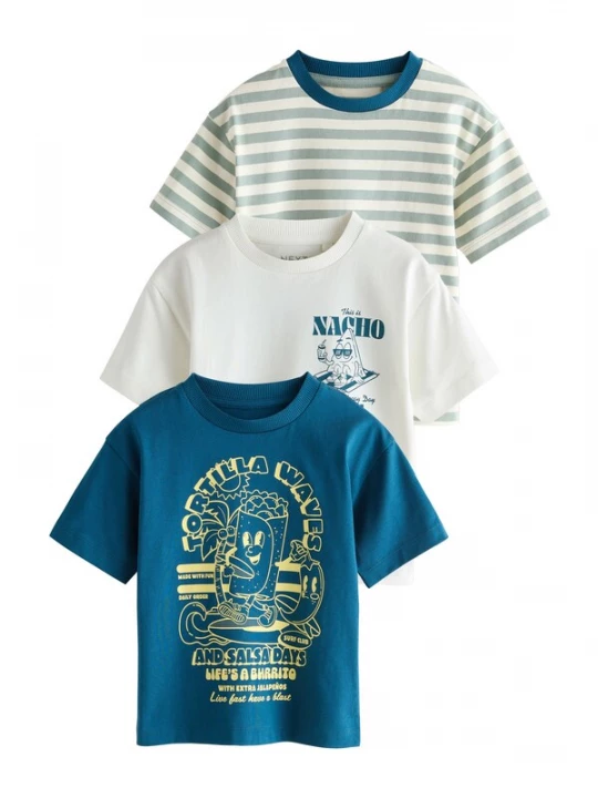 Foto van product Next Shirt blauw / geel / pastelgroen / wit / wolwit