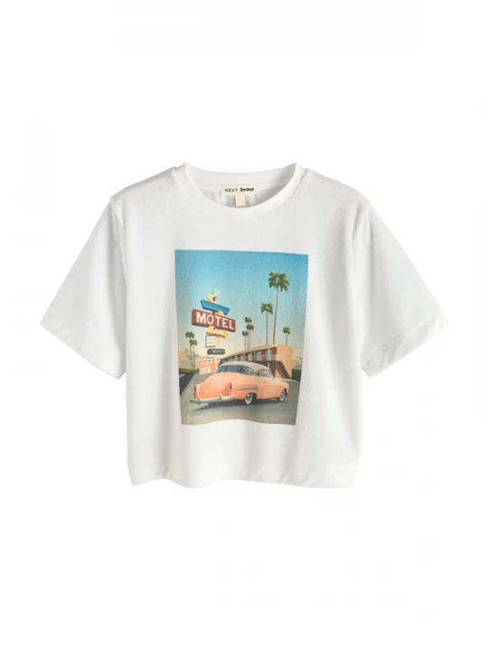 Foto van product Next Shirt blauw / lichtoranje / zwart / wit
