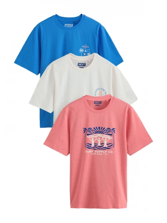 Foto van product Next Shirt blauw / zalm roze / wit