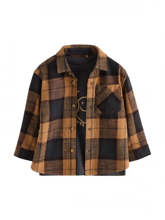Foto van product Next Shirt bruin / donkerbruin / grijs