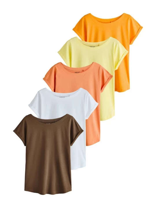 Foto van product Next Shirt bruin / geel / oranje / zalm roze / wit
