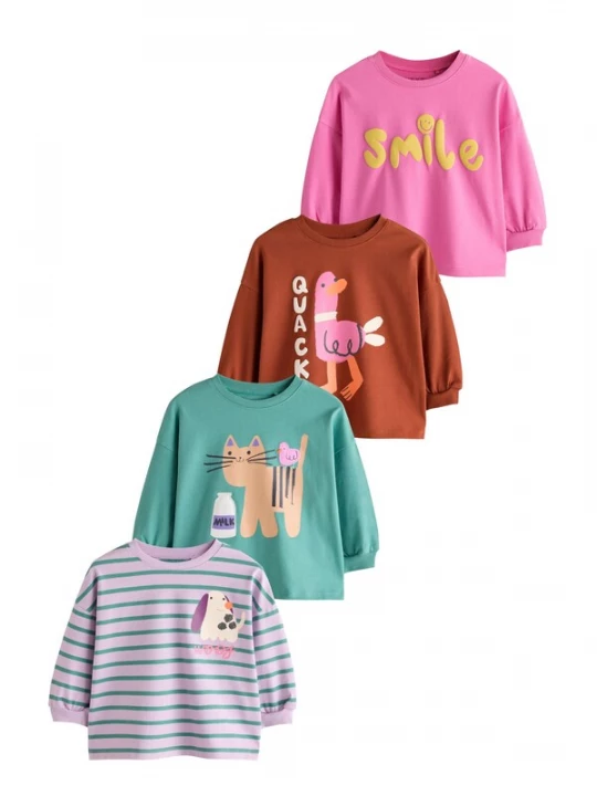 Foto van product Next Shirt bruin / groen / lichtlila / pink / wit