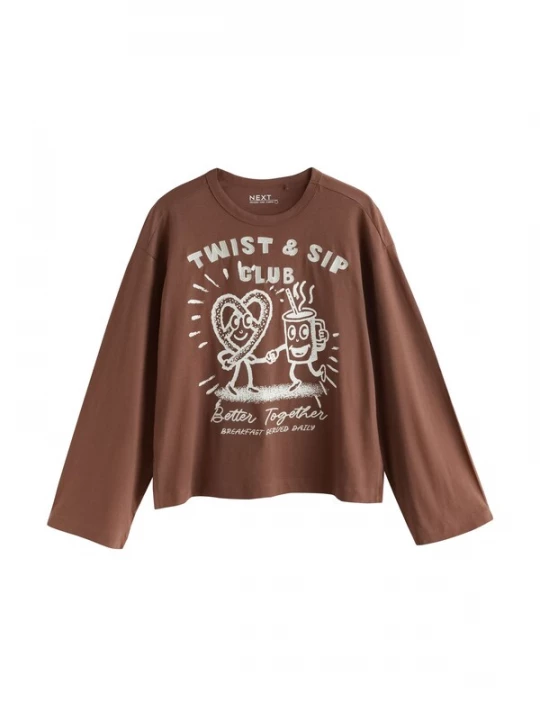 Foto van product Next Shirt bruin / wit