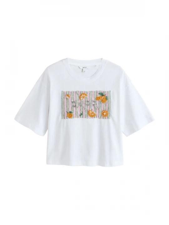 Foto van product Next Shirt 'Capri' oranje / rosa / zilver / wit