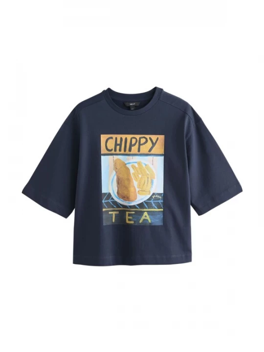 Foto van product Next Shirt 'Chippy Tea Frankie Thorpe' navy / hemelsblauw / geel / zwart
