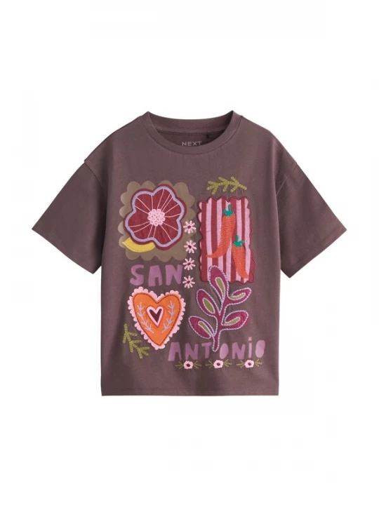Foto van product Next Shirt chocoladebruin / donkeroranje / rosa / wijnrood