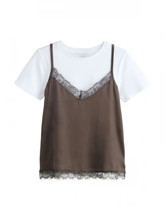 Foto van product Next Shirt chocoladebruin / wit
