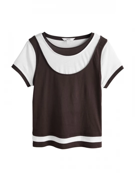 Foto van product Next Shirt chocoladebruin / wit