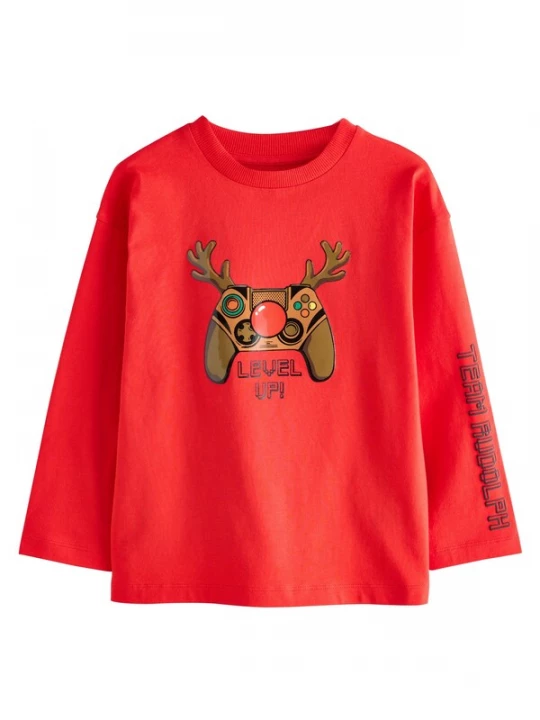 Foto van product Next Shirt 'Christmas' karamel / groen / rood / zwart
