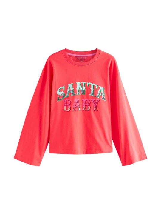 Foto van product Next Shirt 'Christmas Santa Baby' lichtblauw / groen / rosa / rood