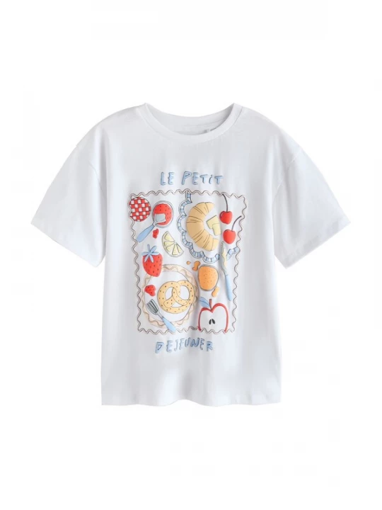 Foto van product Next Shirt crème / lichtblauw / kersrood / wit