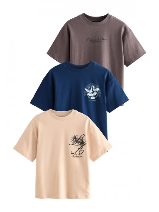 Foto van product Next Shirt crème / navy / bruin / zwart