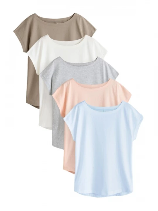 Foto van product Next Shirt donkerbeige / pastelblauw / grijs / perzik / wit