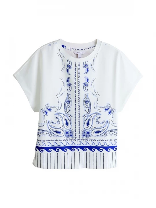 Foto van product Next Shirt ecru / kobaltblauw