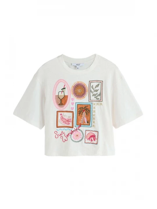 Foto van product Next Shirt ecru / lichtblauw / roestbruin / rosa