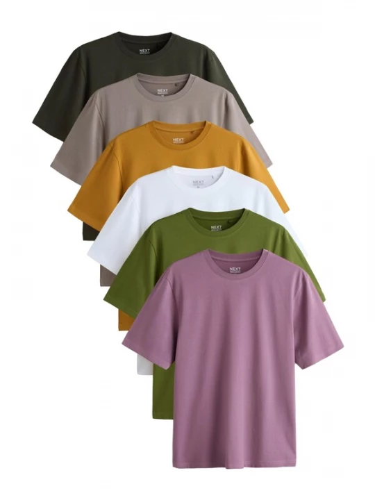 Foto van product Next Shirt 'Essential' grijs / groen / mauve / donkeroranje / zwart / wit