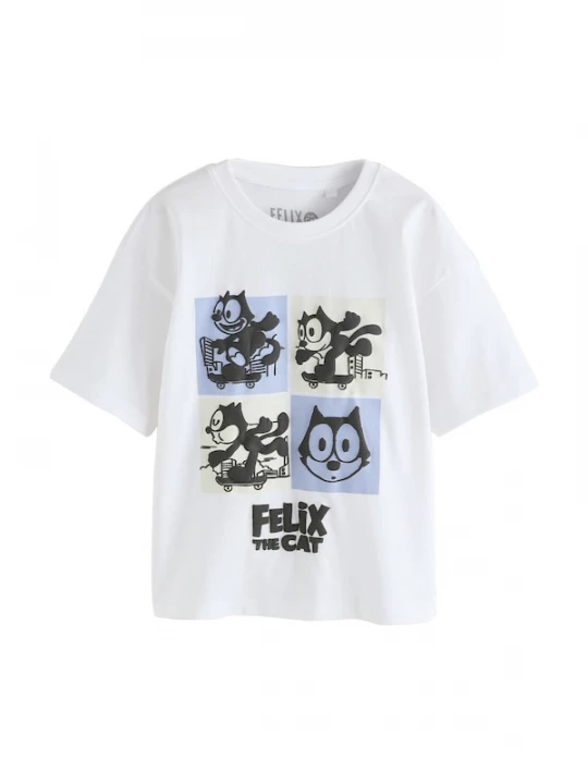 Foto van product Next Shirt 'Felix Cat' duifblauw / zwart / wit / wolwit
