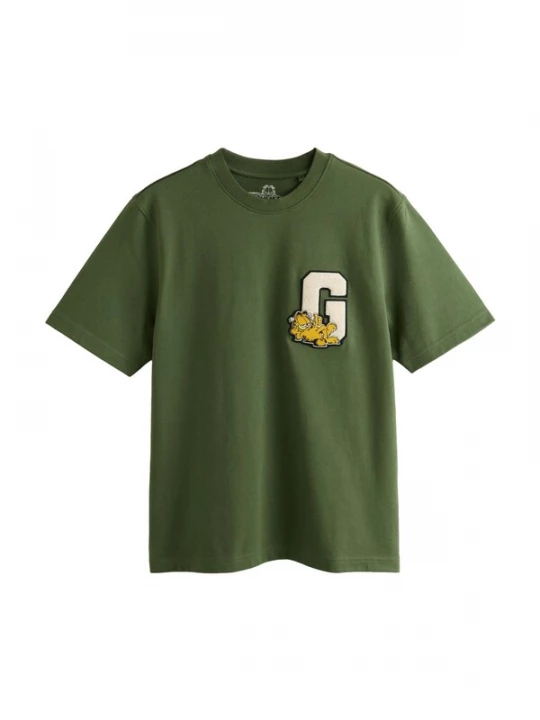 Foto van product Next Shirt 'Garfield Varsity' curry / olijfgroen / zwart / wit