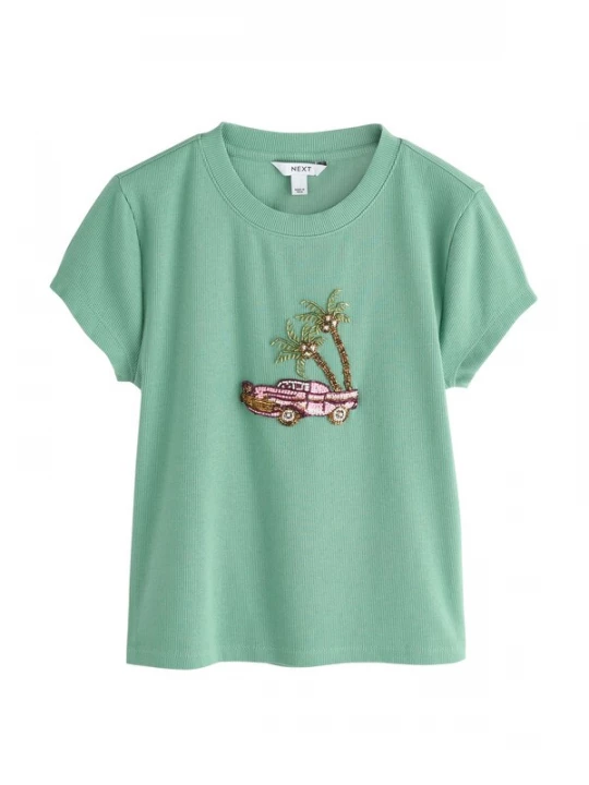 Foto van product Next Shirt goud / mintgroen / rosa / wit