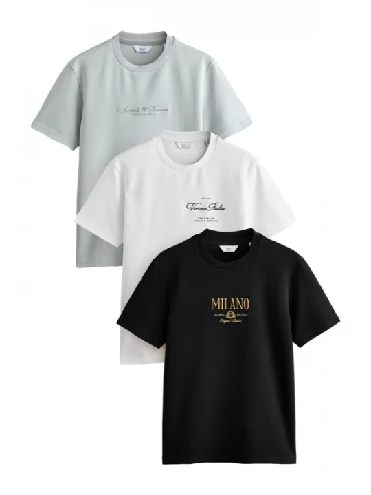 Foto van product Next Shirt goudgeel / grijs / zwart / wit