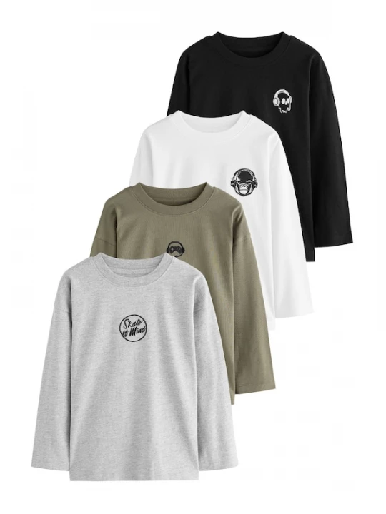 Foto van product Next Shirt grijs gemêleerd / kaki / zwart / wit