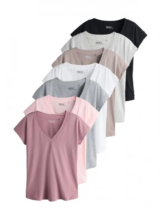 Foto van product Next Shirt donkerbeige / grijs / lichtgrijs / mauve / rosa / zwart / wit