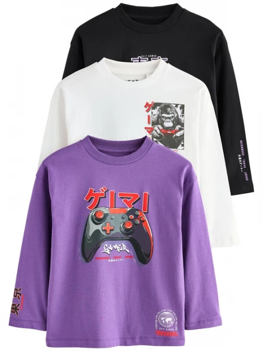 Foto van product Next Shirt grijs / lila / zwart / wit