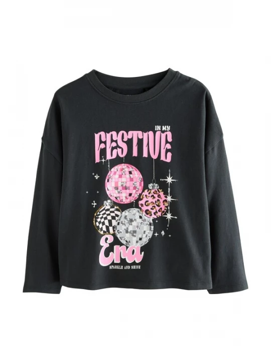 Foto van product Next Shirt grijs / rosa / zwart / wit