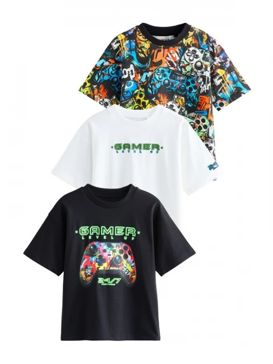 Foto van product Next Shirt groen / oranje / zwart / wit
